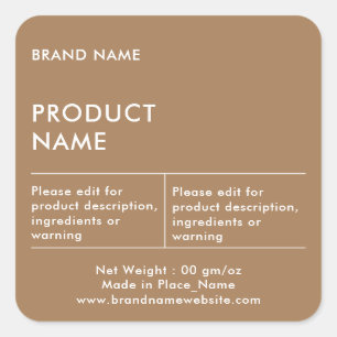 Brown Elegant Minimalist Brand Name Product Label