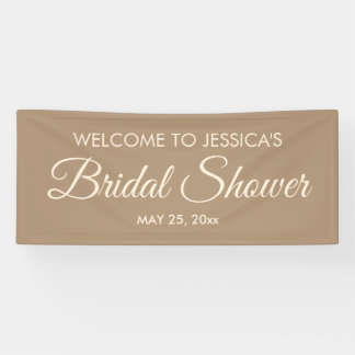 Brown Elegant Script Bridal Shower Welcome Banner
