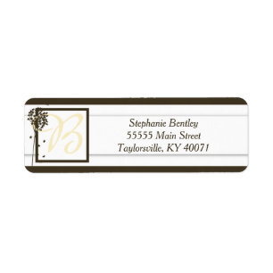 Brown Elegant Tree Wedding Return Address Label