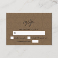 Brown Embossed Leather Texture Wedding RSVP