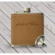Brown Engraved 6 oz. Stainless Steel Hip Flask