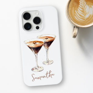 Brown Espresso Martini Coffee Cocktail Custom Name iPhone 15 Pro Case