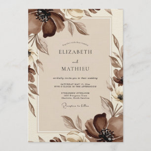 Brown Ethereal Bloom Wedding Invitation