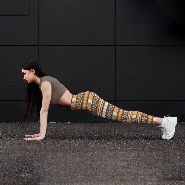 Brown Ethnic Aztec Capri Leggings (Creator Uploaded)