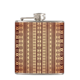 Brown ethnic texture hip flask