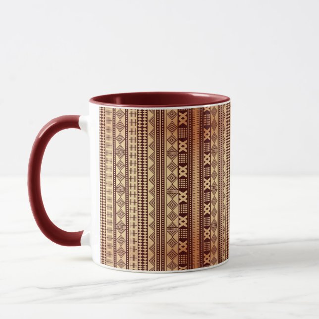 Brown ethnic texture mug (Left)