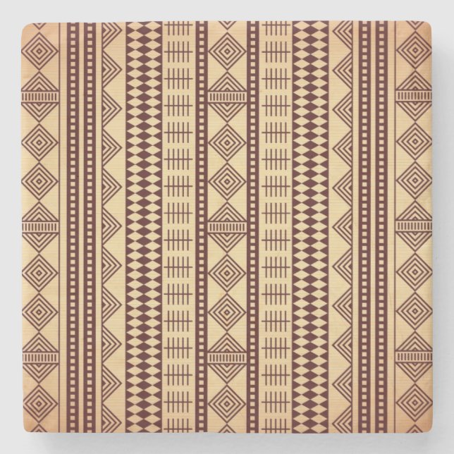 Brown ethnic texture stone coaster (Front)