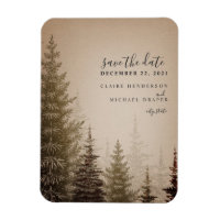 Brown Evergreen Tree Wedding Save The Date