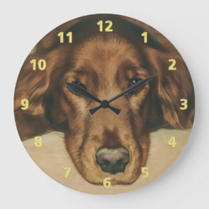 Brown Eyed Golden Irish Dog Large Clock