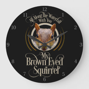 Brown Eyed Squirrel - funny squirrel lover Large Clock