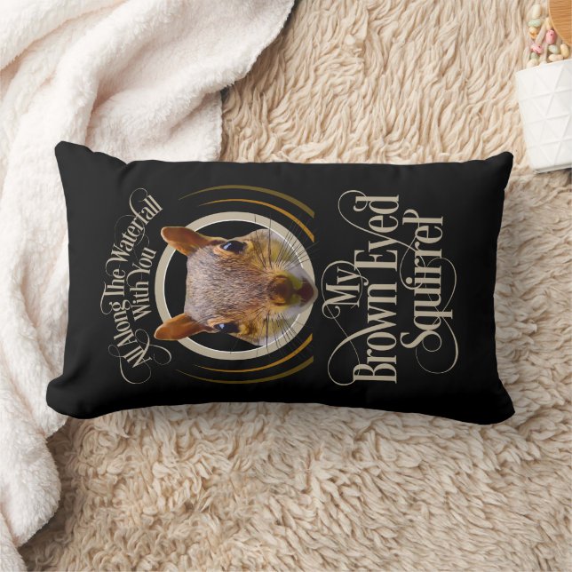 Brown Eyed Squirrel - funny squirrel lover Lumbar Cushion (Blanket)