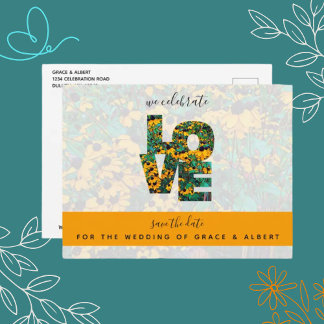 Brown-eyed Susan's LOVE Save the Date Postcard