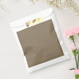 Brown fabric with a repeating vertical pattern of  favour bags