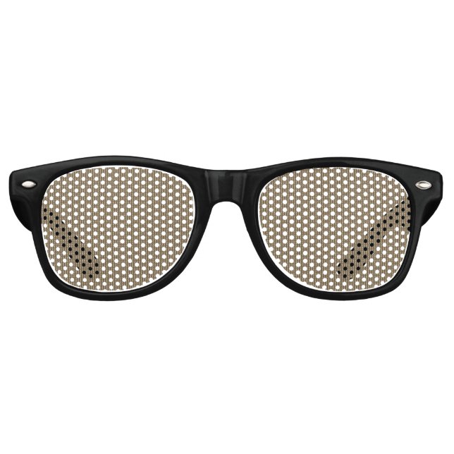 Brown fabric with a repeating vertical pattern of  retro sunglasses (Front)