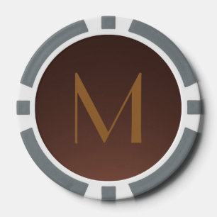 Brown fade theme custom monogram poker chips