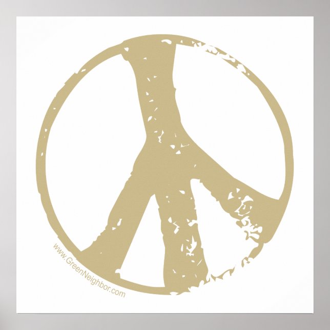 Brown Faded, Grunge Style Peace Sign (Front)
