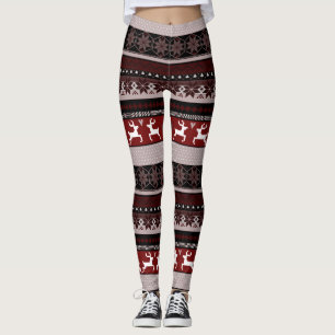 Brown Fair Isle Pattern Leggings