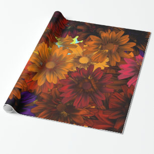 Brown fall floral wrapping paper