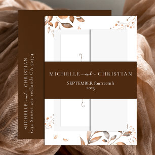 Brown Fall In Love Autumn Foliage Invitation Belly Band