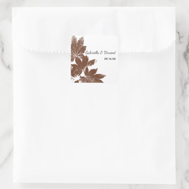 Brown Fall Leaf Stamp Wedding Envelope Seal (Bag)