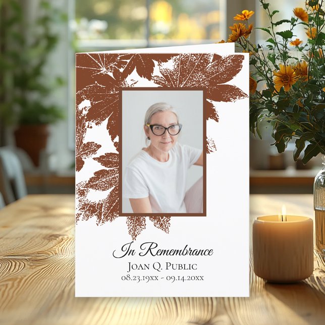 Brown Fall Leaves Funeral Service Folded Programme (Creator Uploaded)