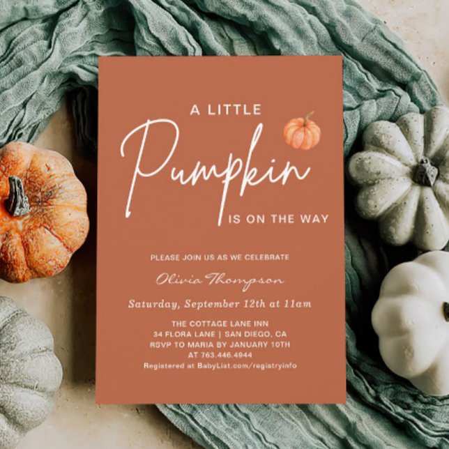 Brown Fall Little Pumpkin Baby Shower Invitation (Creator Uploaded)
