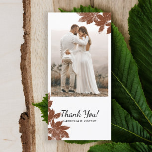 Brown Fall Maple Leaf Stamp Thank You Card