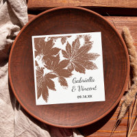 Brown Fall Maple Leaf Stamp Wedding