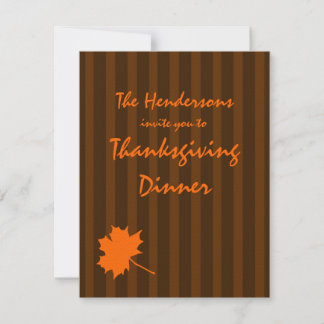 Brown Fall Stripes Thanksgiving Dinner Invite 1