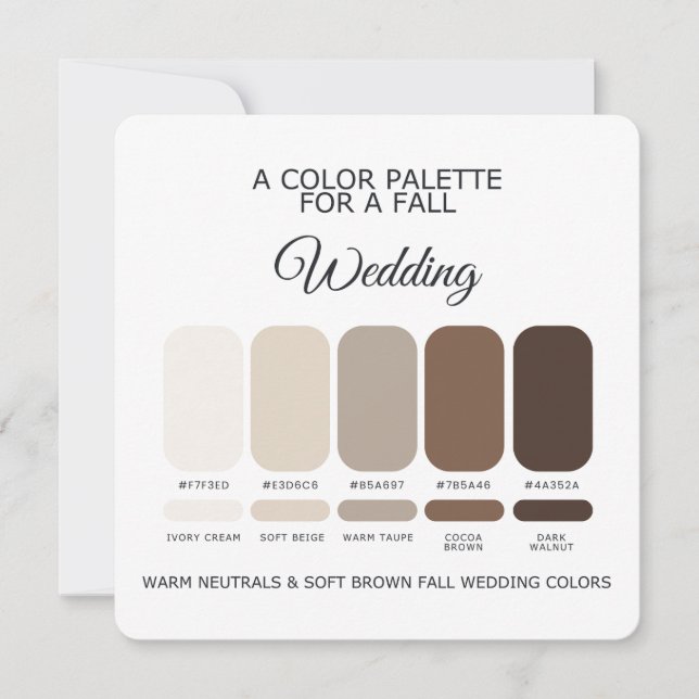 Brown Fall Wedding Color Palette 2026 Card (Front)