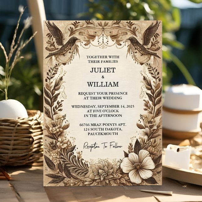 Brown Fall Wood Paperie Recycled Paper Wedding Invitation (Creator Uploaded)