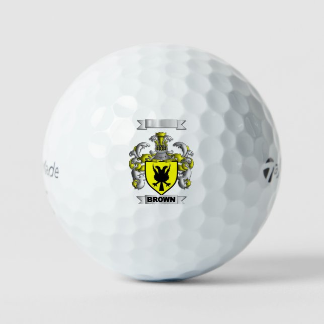 BROWN FAMILY NAME SHIELD AND CREST GOLF BALL (Front)