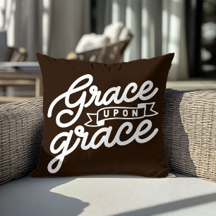 Brown Farmhouse Christian Grace Throw Pillow