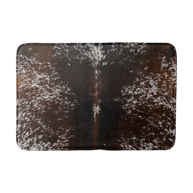 Brown Farmhouse Cow Print Bath Mat (Front)