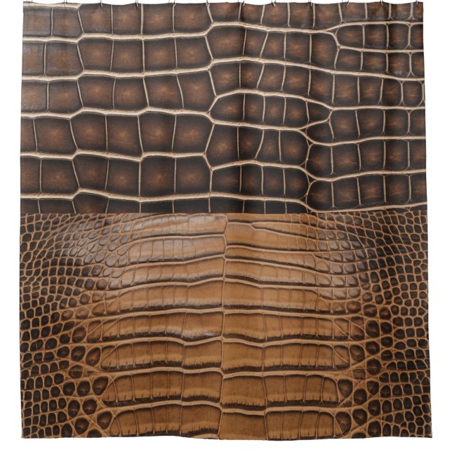 Brown Faux Alligator Leather Shower Curtain (Front)