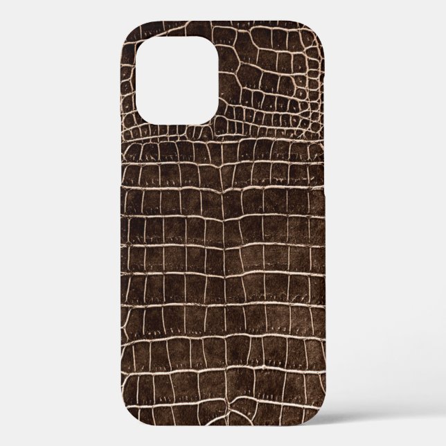 Brown Faux Crocodile Leather Case-Mate iPhone Case (Back)