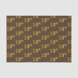 Brown, Faux Gold 10th (Tenth) Event Tissue Paper