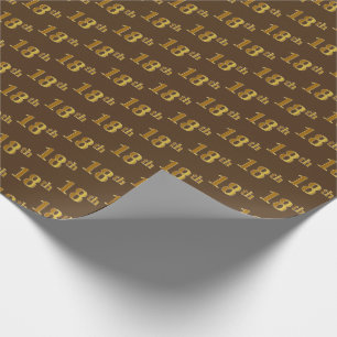 Brown, Faux Gold 18th (Eighteenth) Event Wrapping Paper
