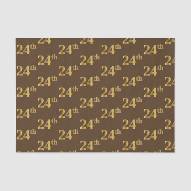 Brown, Faux Gold 24th (Twenty-Fourth) Event Tissue Paper (Front)