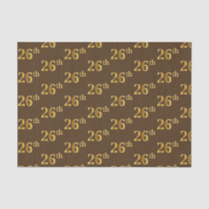 Brown, Faux Gold 26th (Twenty-Sixth) Event Tissue Paper