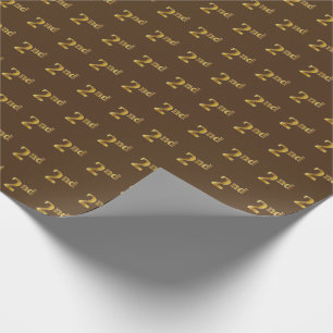 Brown, Faux Gold 2nd (Second) Event Wrapping Paper