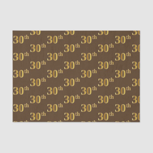 Brown, Faux Gold 30th (Thirtieth) Event Tissue Paper (Front)