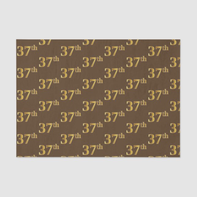 Brown, Faux Gold 37th (Thirty-Seventh) Event Tissue Paper (Front)