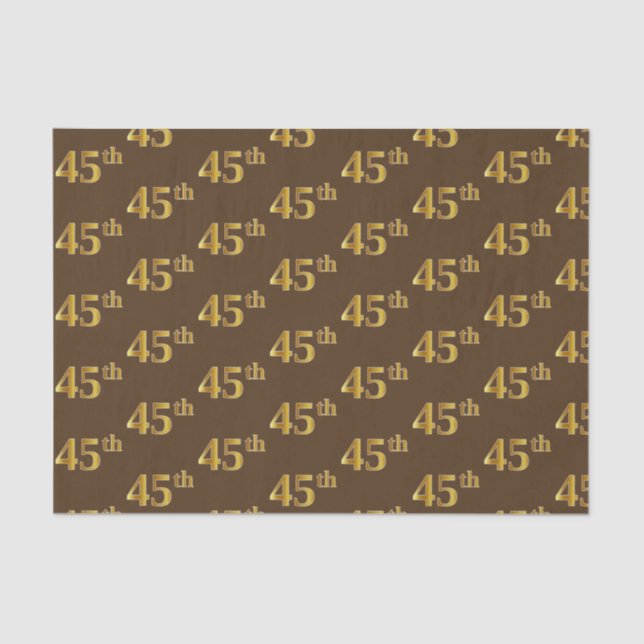 Brown, Faux Gold 45th (Forty-Fifth) Event Tissue Paper (Front)