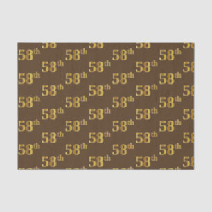 Brown, Faux Gold 58th (Fifty-Eighth) Event Tissue Paper