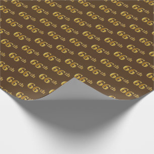 Brown, Faux Gold 66th (Sixty-Sixth) Event Wrapping Paper