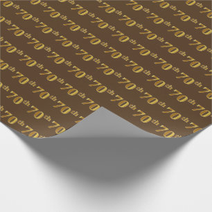 Brown, Faux Gold 70th (Seventieth) Event Wrapping Paper