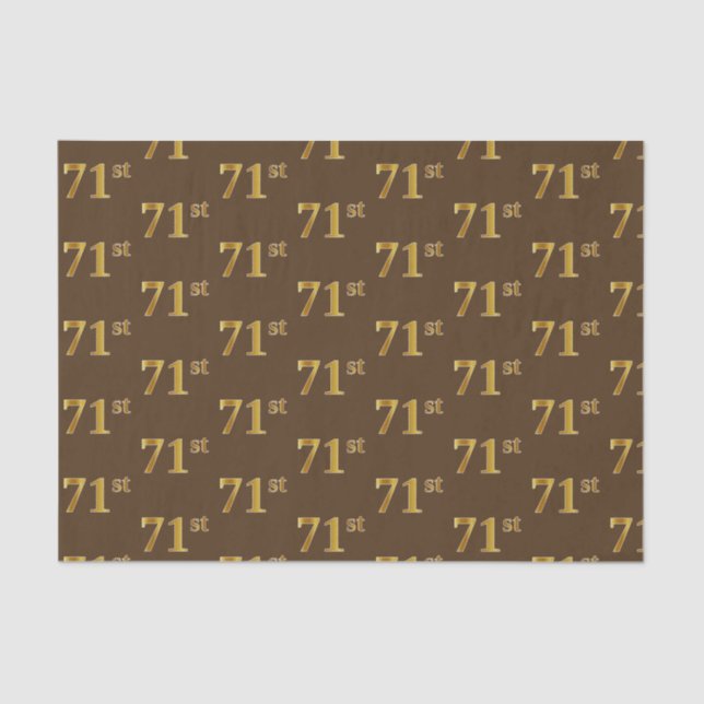 Brown, Faux Gold 71st (Seventy-First) Event Tissue Paper (Front)