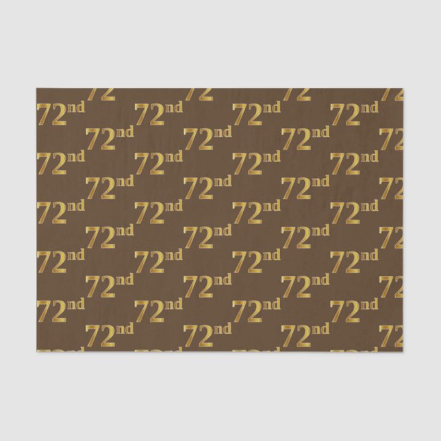 Brown, Faux Gold 72nd (Seventy-Second) Event Tissue Paper (Front)
