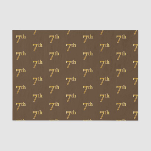 Brown, Faux Gold 7th (Seventh) Event Tissue Paper (Front)